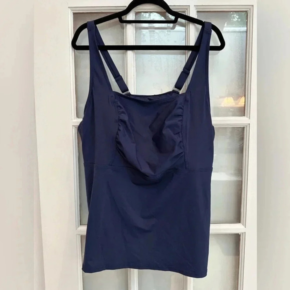 Lands’ End Navy Blue Tankini Swim Top Underwire Square Neck Plus Size 22W Long - Picture 6 of 6